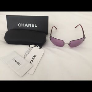Chanel CC pink rimless sunglasses